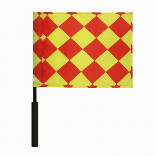 LOVIVER Drapeau Arbitre Drapeau de Juge de Ligne Fanion Fanion Arbitral avec Mât en Acier Inoxydable et Poignée Antidérapante Motif à Haute Visibilité Étanche, Drapeau À Petits Carreaux 1 Pièce