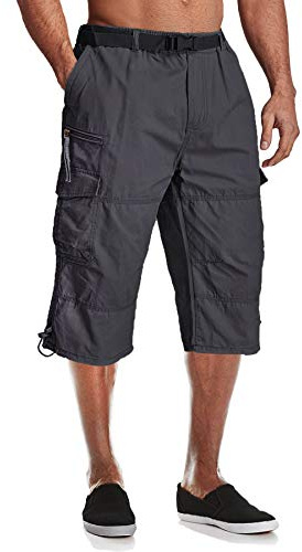 MAGCOMSEN Shorts Mens Casual Outdoor 3/4 Length Shorts Tactical Military Shorts for Mens Cotton Hot Summer Lightweight Work Cargo Shorts with Button Pockets Gray 33 Waist