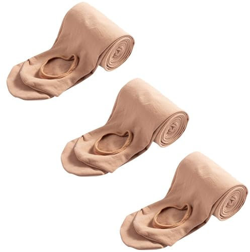 MANZI 3 Paar Balettstrumpfhose Mädchen Damen Basic Cabrio Ballett Tanz Strumpfhosen mit Fersenloch Kinder,Erwachsene 40 den,Hautfarben,Large(Age 11-14)