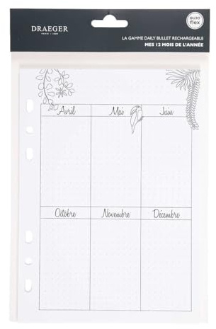 DRAEGER PARIS 1886 Recharge Pages Bullet Journal, Blanc, 15x21cm