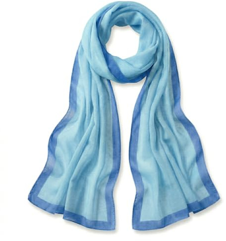 TigerTie Sciarpa da donna in chiffon tinta unita - Dimensioni panno 160 cm x 36 cm - Made in Italy Azzurro taglia unica