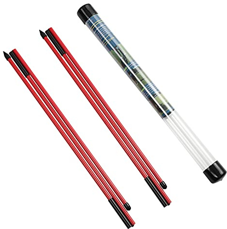 Rhino Valley Golf Alignment Sticks - 2 Pack Collapsible Practice Rods for Aiming, Putting, Full Swing Trainer, Posture Corrector with Clear Tube Case, Portable Golf Training Equipment, Red