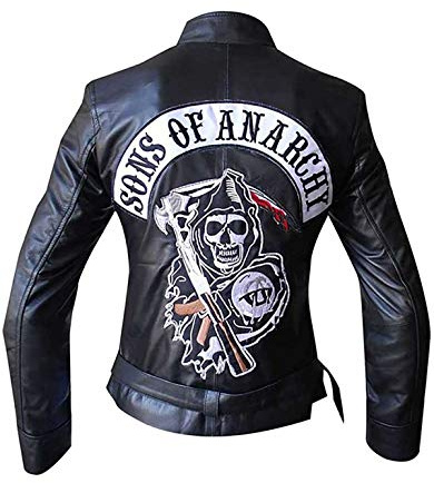 Veste de motard Sons of Anarchy Highway en cuir véritable pour femme Noir, Cuir véritable., M
