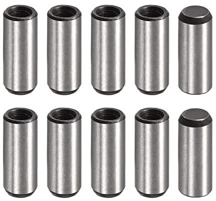 uxcell M6 Internal Thread Dowel Pin 10pcs 10x25mm Chamfering Flat Carbon Steel Cylindrical Pin Bed Bookshelf Metal Devices Industrial Pins