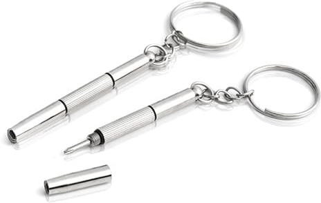 Glasses Screwdriver, 2 PCS Multifunction Mini Repair Tool for Eyeglasses & Watches, 3-in-1 Keychain Kit, Portable Fixing Tool for Sunglasses and Watch Maintenance