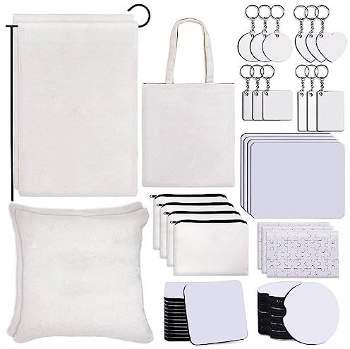 Yisawroy Diventa creativo con stampa a sublimazione Kit di 76 pezzi di portachiavi vuoti per mouse e sacchetti per il trucco