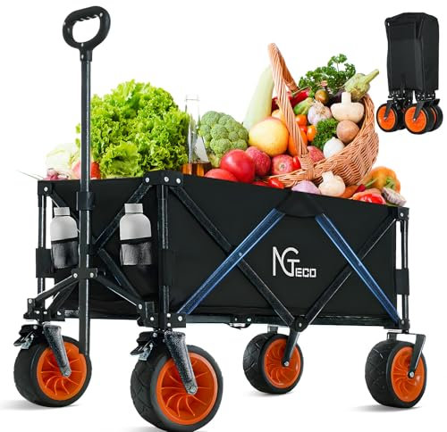 Carro plegable de gran capacidad de 150 kg con ruedas todo terreno, carrito utilitario resistente para exteriores, para playa, jardín, camping, compras, configuración de 1 segundo