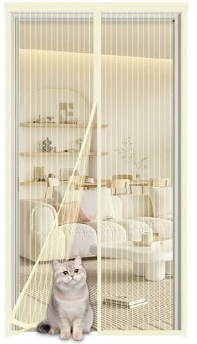 Zanzariera Magnetica per Porte 80x220cm,Tenda Anti-Zanzara con Calamita Zanzariera Magnetica porta,Nessun Attrezzo Richiesto,Chiusura Automatica Traspirante Zanzariere Anti Insetti,Beige