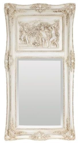 Casa Padrino barockspegel antik vit/beige 61 x H 117 cm - rektangulär väggspegel i barockstil - Magnifik garderob spegel i antik stil - barock interiör - barockmöbler