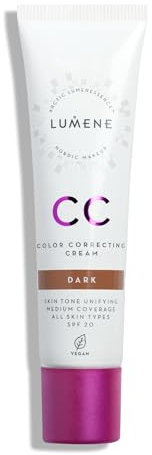 LUMENE CC Cream Color Correcting Cream Foundation | SPF 20 | Copertura media | Leggera e ricca di antiossidanti | Idrata e riduce gli arrossamenti | Per tutti i tipi di pelle | Vegano | 30 ml | Scuro