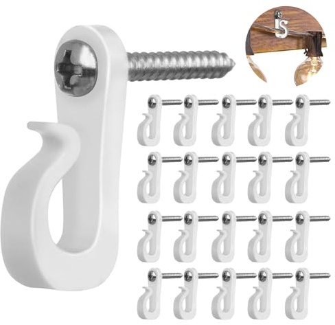SuerZaro Q-Hanger - Ganchos de tornillo, ganchos de rosca para interiores y exteriores, ganchos para colgar luces con broca, ganchos Q-Hanger para luces de cadena al aire libre
