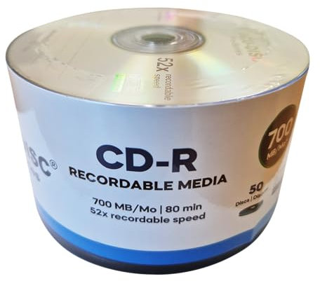 ACU-DISC Pro-Series Blank CD-R80 700MB 52x 80min Blank Discs UV Protection Hard Coat Anti-Scratch Surface – Perfect for Photos & Videos – Compatible with Any CD Drive 17660 – 50 Pack