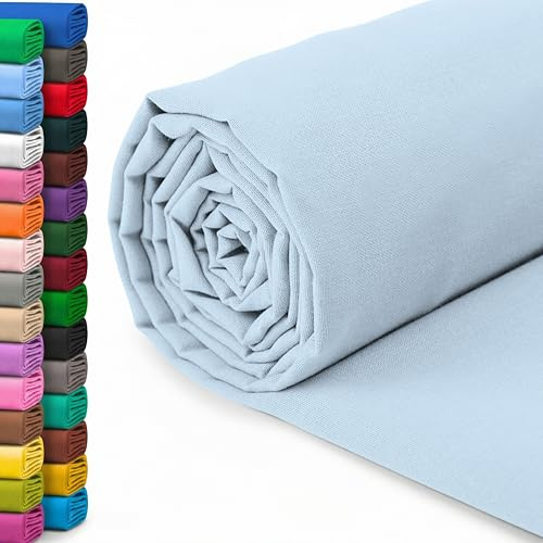 A-Express 100 % bomullstyg - 60 tum 150 cm brett - vanligt bomullstyg per meter - perfekt för quiltning, sömnad, klädtillverkning, gardinfoder, tygkassar, sängkläder, örngott - ljusblå 5 meter