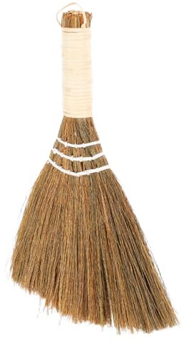 Zerodeko Portable Dust Brush Broom 28x20cm Short White-edged Grass Desktop Small Sweeper Brush for Home Cleaning and Bedside Use