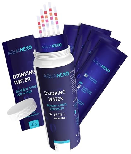 AQUANEXO 125 Wassertests, Trinkwasser, 16 in 1, pH Teststreifen, Wasserhärteteststreifen, Wasserhärte messen, pH-Wert Teststreifen, Trinkwasserteststreifen, Trinkwassertest