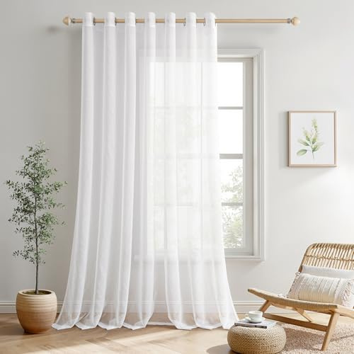 MIULEE 1 Panels Sheer Voile Eyelet Curtains White 110 Wx88 L | Lightweight voile sheer drapes, soft light filter, eyelet grommet easy install, elegant decor for bedroom living room