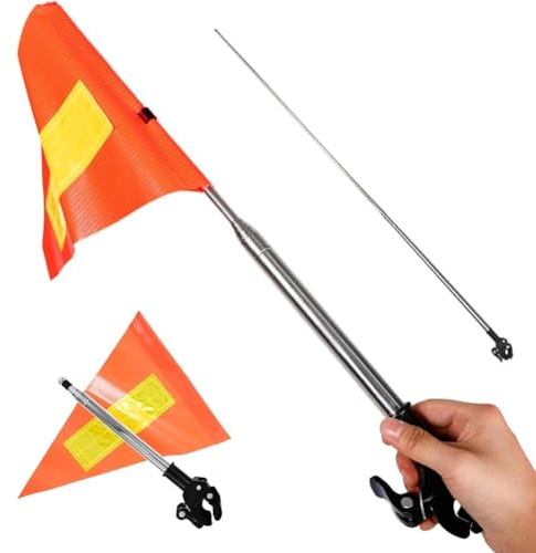 Drapeau de sécurité double face haute visibilité pour vélo – Triangle orange réfléchissant pour vélo, fauteuil roulant et chariot de golf | Support étanche et résistant aux déchirures