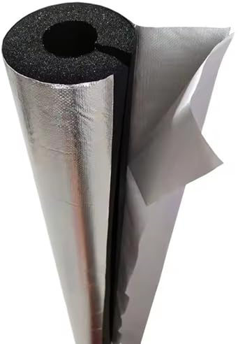 Aislamiento de Tuberías para Exterior Aislante Tubo Aire Acondicionado Coquilla Aislamiento de Aluminio Autoadhesivo Anticongelante Manguera Aislante de Caucho(DI22mm x E15mm x 0.95m)