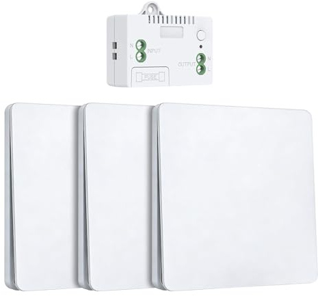 Set di interruttori della luce radio, 230 V, senza batteria, interruttore da parete senza fili, per luci, facile installazione senza cablaggio, pulsante wireless per casa, interruttore della luce