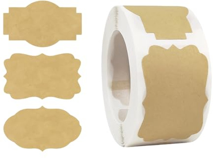 250 Gift Tag Stickers, 1.2 x 2 Self-Adhesive Present Labels, Natural Kraft Sticky Labels Stickers, Removable Food Gift Labels, Self-Adhesive Blank Labels for Jars Gifts Glass Bottles Contain