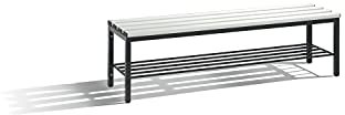 C + P Möbelsysteme C+P | Garderobenbank Basic | Kunststoffleisten | Länge 1500 mm | lichtgrau | Schuhrost