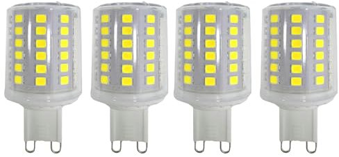 HUAMu Bombillas LED G9 8W, redondas planas, 88 chips LED, equivalentes a bombillas halógenas de 80W, 800LM, 6000K, luz diurna, ángulo de haz de 360 °, CA 220-240V, no regulable, 4 paquetes