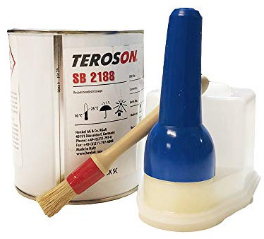 Teroson Henkel Heißkleber-Set, 1 kg Blech, mit luftdichtem Spenderbehälter 400 g + Pinsel