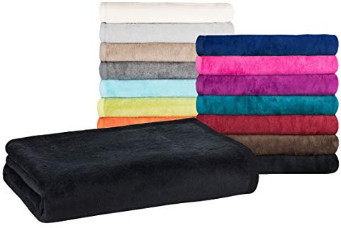 MOON - Classic Kuscheldecke Übergröße 220x240 cm Wolldecke schwarz einfarbig, Pflegeleichte Baumwollmischung