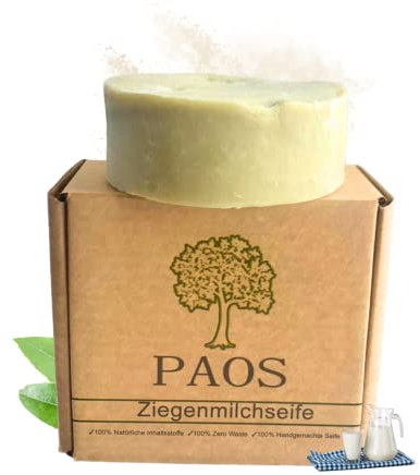 PAOS Ziegenmilchseife, ca.150g Akne Seife, Naturseife, Handgemacht, Naturprodukt, Keine Chemikalien, Traditionell, empfohlen bei Akne, Pickel und Mitessern