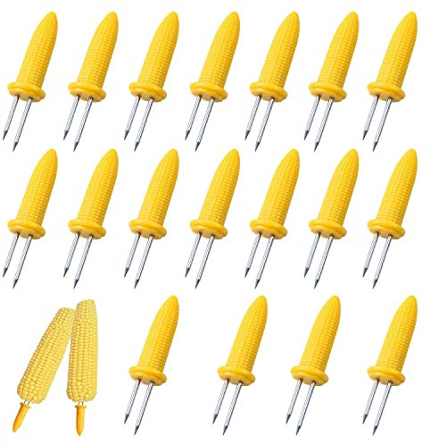 XPOOP Set di 20 Barbecue Forchettone Spiedini, Acciaio Inox Forcella della Frutta, Pannocchie Griglia, Pannocchie, Pannocchie Mais, Spiedini di Mais, Forchette per Barbecue in Acciaio Inox Spiedini
