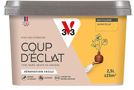 V33 Peinture murale intérieure Coup d'Éclat® Jaune éclat Mat Poudré 2,5L