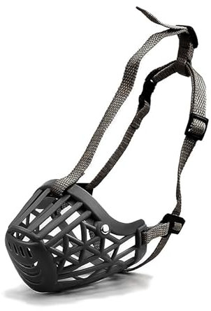 PETCUTE Maulkorb Hund,Korbmaulkorb füR Hunde,Verstellbar und Sicher Atmungsaktiv Maulkorb Für Kleine Mittlere Große Hunde mit Wattiertem Nasenstück,Beißschutz,Schwarz L