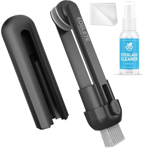 Glasses Cleaner Eyeglass Cleaning Kit, Lens Cleaners Spray with Microfiber Cloth, Portable Glasses Cleaning Kit for Travel, Safe Eyeglasses Cleaner Tool, No Streaks Scratch, Black