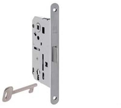 1PEZZO SERRATURA BITTER INFILARE REVERSIBILE B. TONDO ACC. CROM. OPACO VERN. - mm.50 bordo acciaio cromato opaco