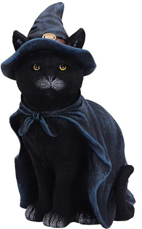 Nemesis Now Bewitching Figurine 18.5cm, Resin, Black, Witch Cat Figure, Black Cat in Witch Hat Ornament, Collectable Cat Giftware, Cast in the Finest Resin, Expertly Hand-Painted