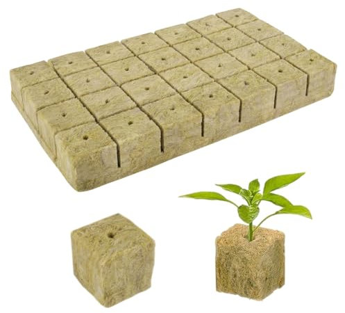 28 Stücke Grow Anzucht Anzuchtmatte,4*4*4cm Hydrokultur-Würfel,steinwolle hydroponik,Steinwolle Anzucht Steinwolle Würfel für Gemüsestecklinge, Pflanzungen und Umpflanzungen in Hydrokulturen usw.