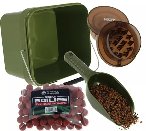 Carp Coarse Fishing Tackle Bait Set Grinder Boilies 5L Bucket & Spoon Set
