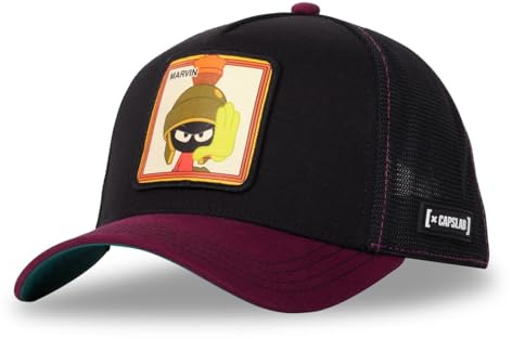 Capslab Marvin Le Martien Looney Tunes Ripstop Noir Violet Casquette de Camionneur Réglable