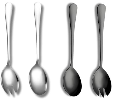 4 pezzi server per insalata, set di server per insalata in acciaio inossidabile con rivestimento antiaderente lucido e rettificato, server per insalata per uso intensivo 2 pezzi cucchiaio per insalata