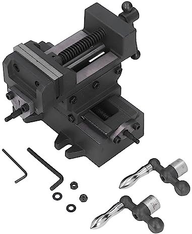 Brilluxa Étau de machine à glissière croisée 7,6 cm en acier moulé haute précision pour fraiseuse, perceuse, lecture Vernier, fraisage, perçage, alésage