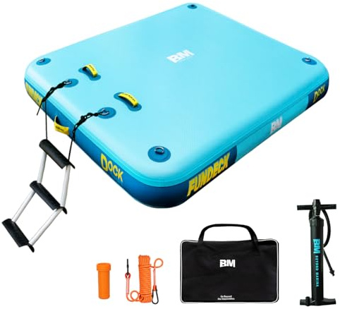 BEYOND MARINA BM, piattaforma galleggiante gonfiabile, piattaforma galleggiante, isola galleggiante per lago, piscina, giochi acquatici oceanici, include scala, corda, borsa per il trasporto, pompa e