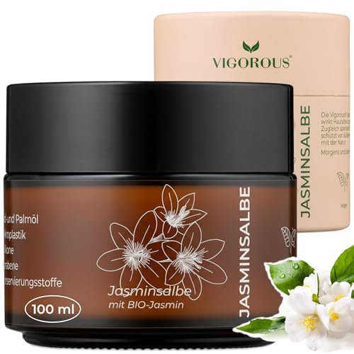 Vigorous® Gelsomino unguento occhi 100 ml – rimuovere le occhiaie con gelsomino biologico – crema per gli occhi contro le palpebre – crema attiva al gelsomino – crema per gli occhi contro le borse e