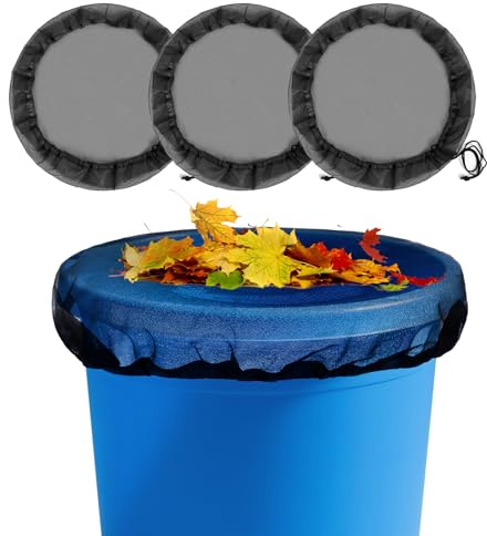 3 unidades de red para barriles de lluvia, 60 cm con cordón ajustable, red de mosquitos, barril de lluvia, red fina para barriles de lluvia para protección contra insectos follaje (60 cm)