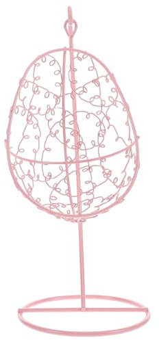 Toyvian Miniature Metal Hammock Swing Chair Patio Hanging Chair for Indoor and Outdoor Garden Decoration, Pink Mini Swing Accessory Suitable for Bedroom and Courtyard Ornament