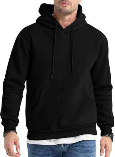 NLAND Sudadera con Capucha de Forro Polar Suave para Hombre Termica Deportiva Manga Larga Hoodie Manga Larga Invierno con Gorro,Negro XXL