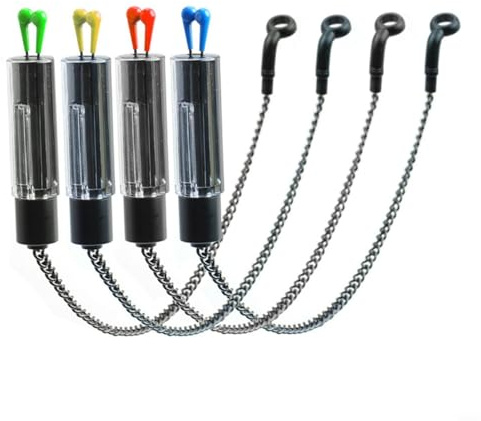 Tidevib Bobinas LED para pesca de carpa, indicadores de mordida con múltiples posiciones para cadena suave, tubo desmontable para poca luz, juego de 4 piezas de colores mezclados