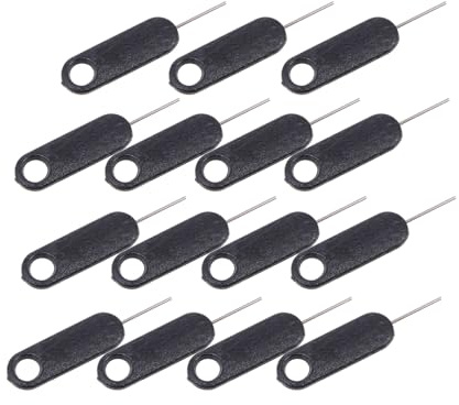 HYTROVE 15 Piezas de Aguja de Expulsión para Tarjeta Sim de Aleación de Aluminio Negro, Alta Resistencia y Ligero, Compatible Tablets y Varios Smartphones