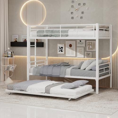 Sapgaks Lit superposé Enfant 90 x 190 cm,lit superposé 3 Places,lit Mezzanine 2 Places,lit Enfant superposé,lit Double Enfant,lit Enfant avec Barriere de sécurité (Blanc,90 * 190 cm)