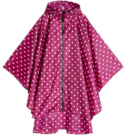 Freesmily Regnponcho för kvinnor, snygg vattentät regnrock med huva, dragkedja, röda prickar, One Size