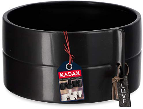 KADAX Pot de Fleurs en céramique 2 Couleurs, Pot de Fleurs pour Arbre de Dragon, Violette, pensées (Noir, diamètre 18 cm)